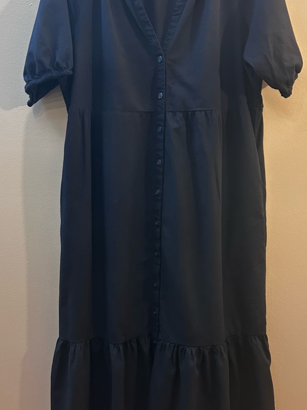 LOFT Black Dress with Button-Front Detail